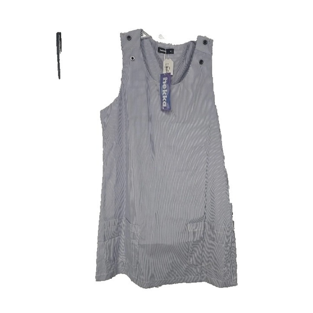 Hekka NWT Knee-Length Tank Camisole Smock Dress , Blue & white Pinstriped Med